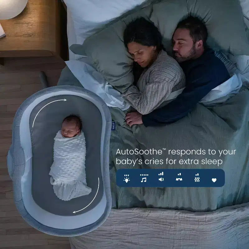 HALO BassiNest Connected Swivel Sleeper 3.0 Smart Baby Bassinet - Gray: Adjustable Height, 360-Degree Swivel, Vibration, Sounds and Songs