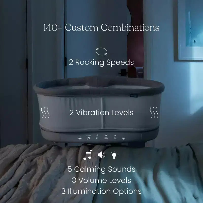 HALO BassiNest Connected Swivel Sleeper 3.0 Smart Baby Bassinet - Gray: Adjustable Height, 360-Degree Swivel, Vibration, Sounds and Songs