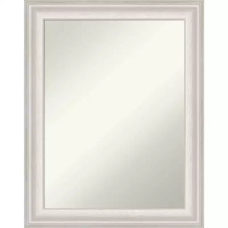 23" x 29" Non-Beveled Trio White Wash Silver Bathroom Wall Mirror - Amanti Art: Modern Rectangle, Includes Mount Hardware