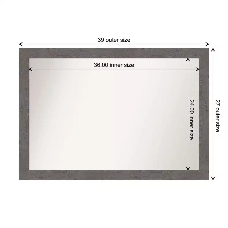 40" x 28" Rustic Plank Narrow Wall Mirror for Bathroom Vanity - Amanti Art: Includes Mounting Hardware