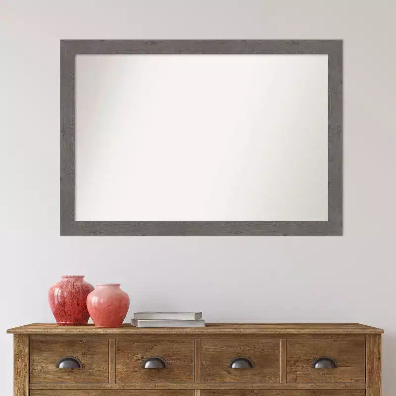 40" x 28" Rustic Plank Narrow Wall Mirror for Bathroom Vanity - Amanti Art: Includes Mounting Hardware