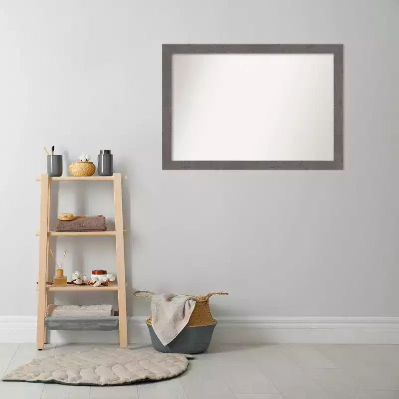 40" x 28" Rustic Plank Narrow Wall Mirror for Bathroom Vanity - Amanti Art: Includes Mounting Hardware
