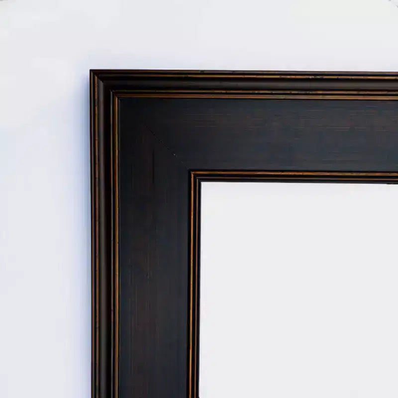 36" x 30" Non-Beveled Mezzanine Wood Bathroom Wall Mirror Espresso Brown - Amanti Art: Modern Rectangular, Wall Mounted, Wood Frame
