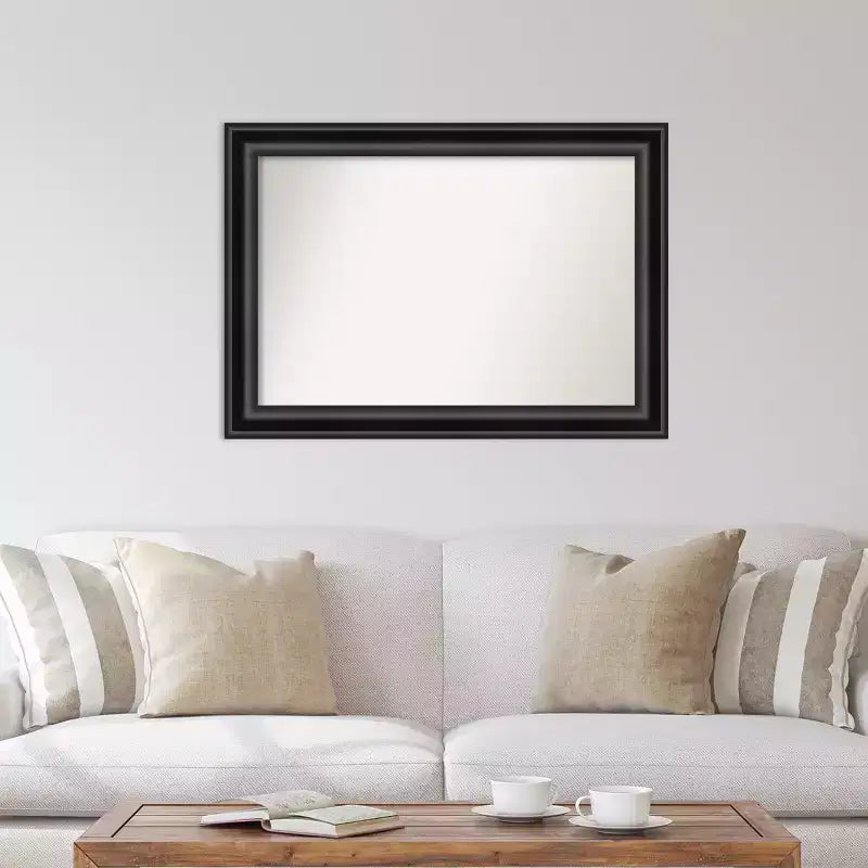 42" x 30" Non-Beveled Grand Black Wall Mirror - Amanti Art