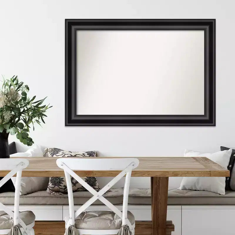 42" x 30" Non-Beveled Grand Black Wall Mirror - Amanti Art