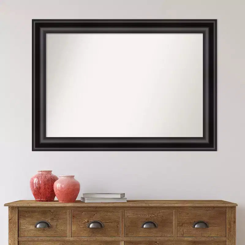 42" x 30" Non-Beveled Grand Black Wall Mirror - Amanti Art