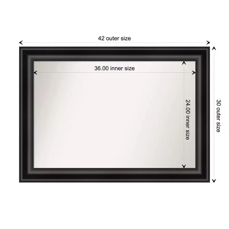 42" x 30" Non-Beveled Grand Black Wall Mirror - Amanti Art