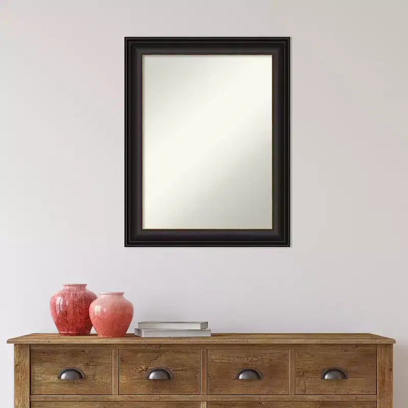 23" x 29" Non-Beveled Trio Oil Rubbed Bronze Bathroom Wall Mirror - Amanti Art: Rectangle Vanity Mirror, Polystyrene Frame