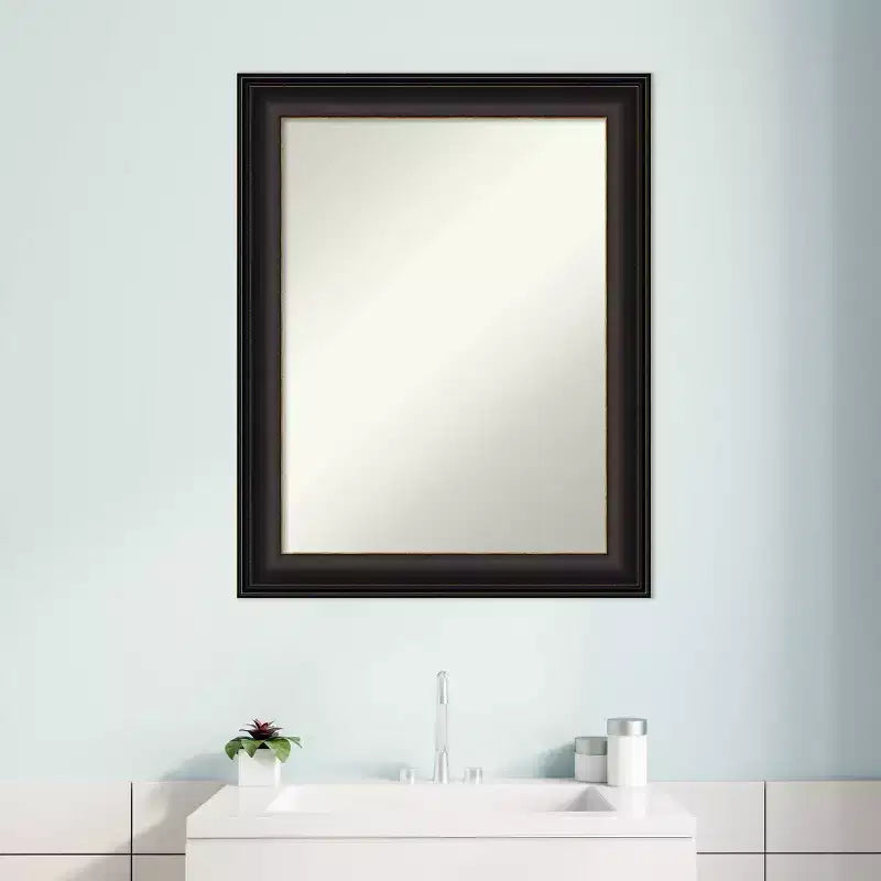 23" x 29" Non-Beveled Trio Oil Rubbed Bronze Bathroom Wall Mirror - Amanti Art: Rectangle Vanity Mirror, Polystyrene Frame