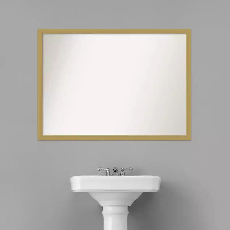40"x29" Non-Beveled Grace Narrow Bathroom Wall Mirror Brushed Gold - Amanti Art: Modern Rectangle, Polystyrene Frame
