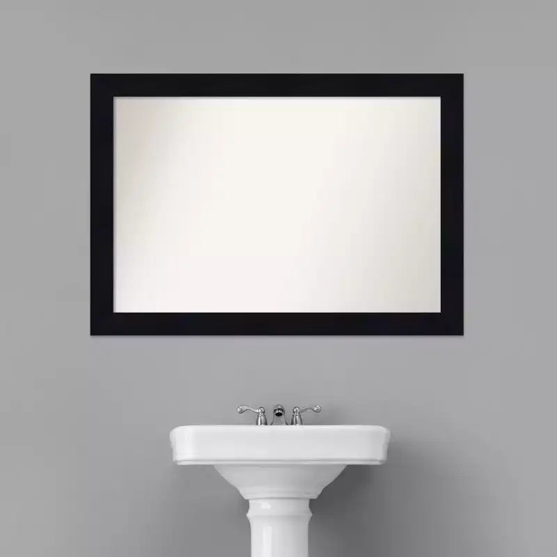 40" x 28" Non-Beveled Shiplap Navy Wood Bathroom Wall Mirror - Amanti Art: Rectangle, Includes Mounting Hardware