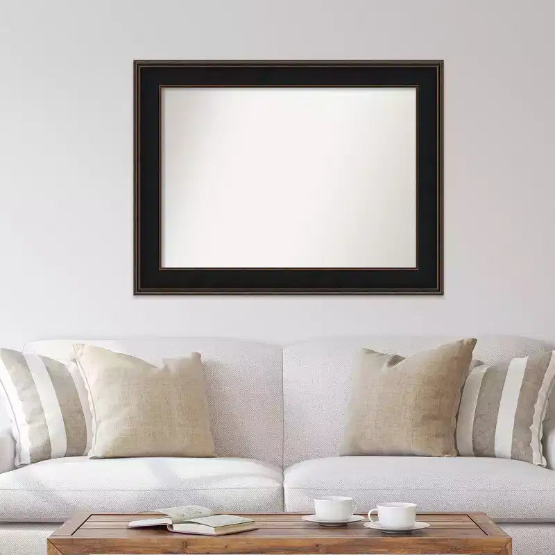 46" x 35" Non-Beveled Mezzanine Wood Bathroom Wall Mirror Espresso Brown - Amanti Art: Includes Mounting Hardware