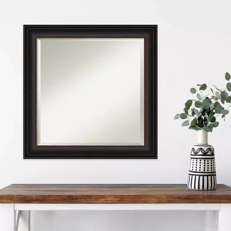 24" x 24" Trio Framed Wall Mirror Oil Rubbed Bronze - Amanti Art: Modern Square Beveled, No Assembly Required