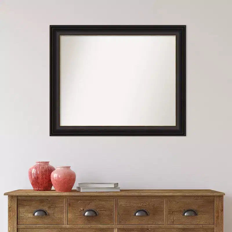 33" x 27" Non-Beveled Trio Oil Rubbed Bronze Bathroom Wall Mirror - Amanti Art: Includes Mounting Hardware, Rectangle Shape