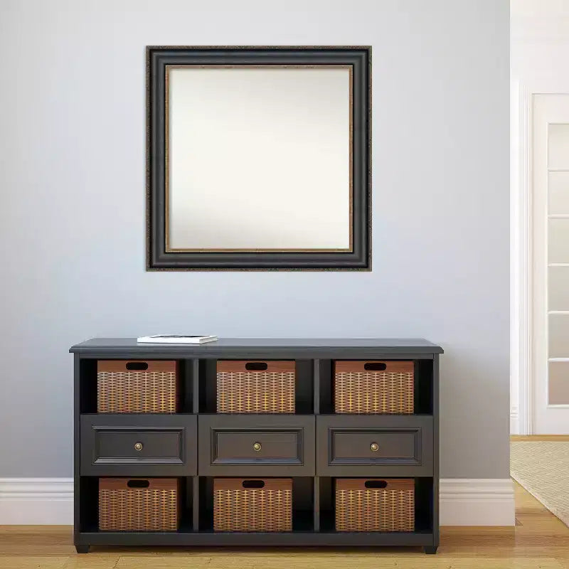 32" x 32" Non-Beveled Thomas Black Bronze Wall Mirror - Amanti Art