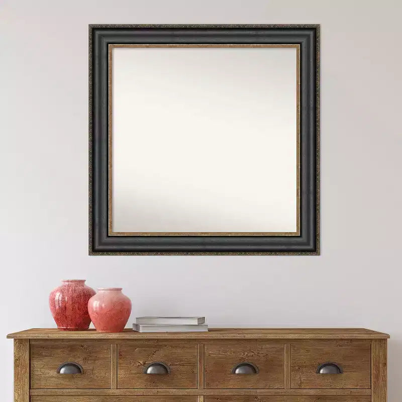 32" x 32" Non-Beveled Thomas Black Bronze Wall Mirror - Amanti Art
