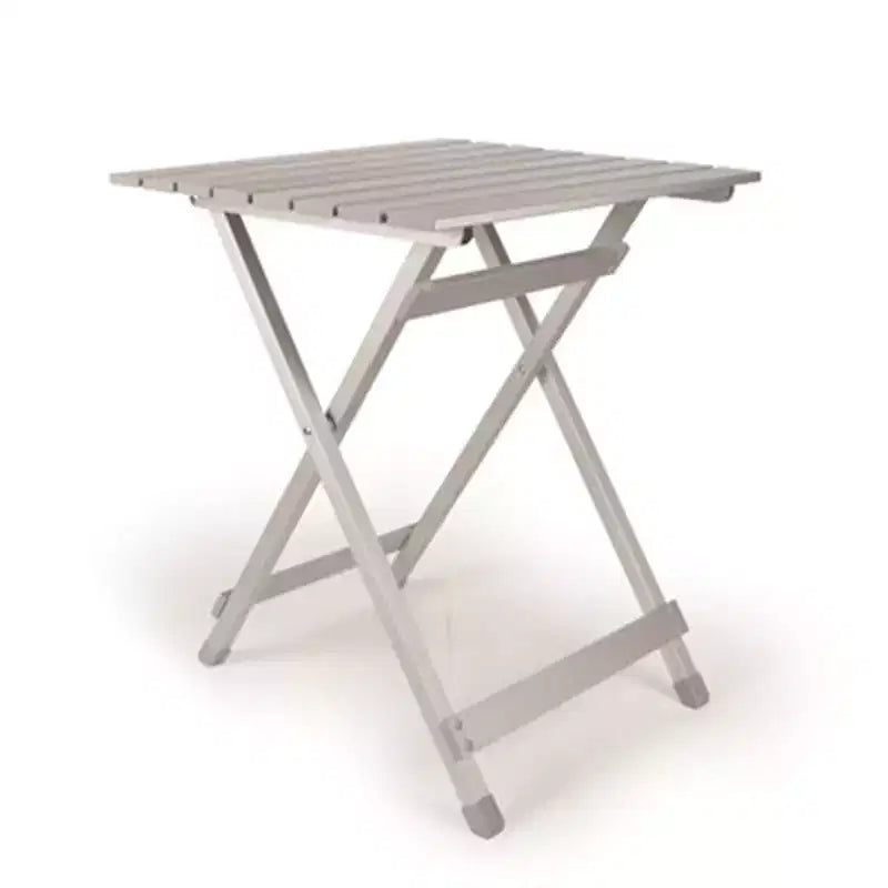 Lot de 2 grandes tables d'appoint d'extérieur durables en aluminium pliable, multi-usages pour VR, terrains de camping, pique-niques et patios, argent
