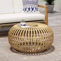GDFStudio Whitetail Outdoor Boho Wicker Coffee Table, Light Brown