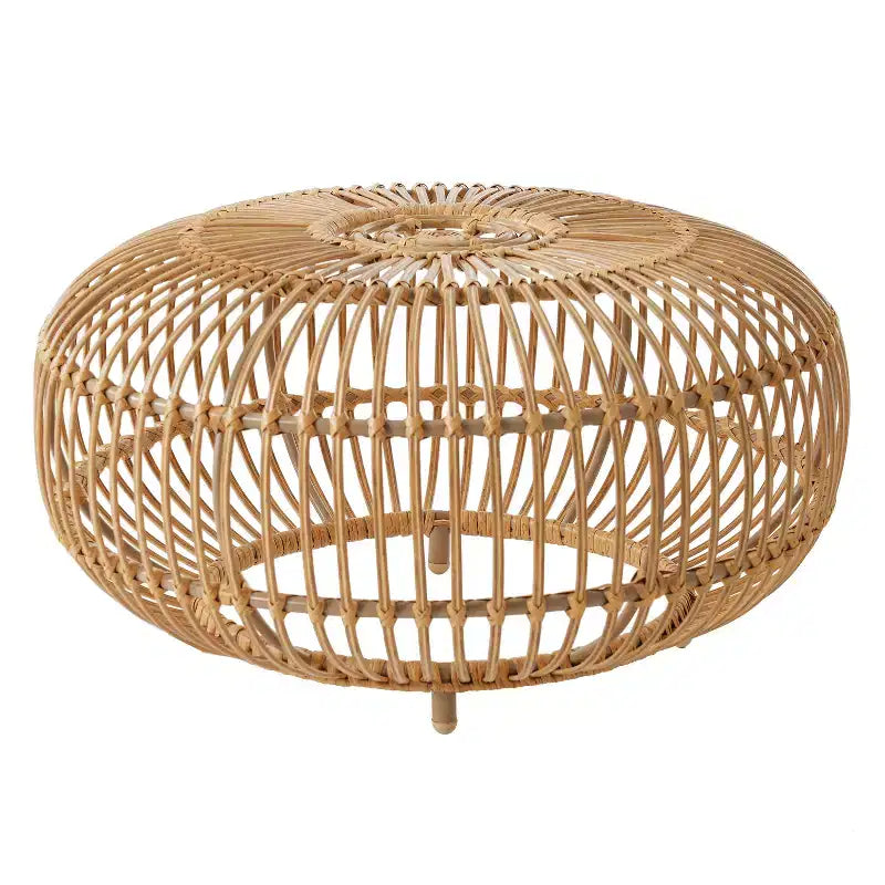 Table basse bohème en osier, marron clair