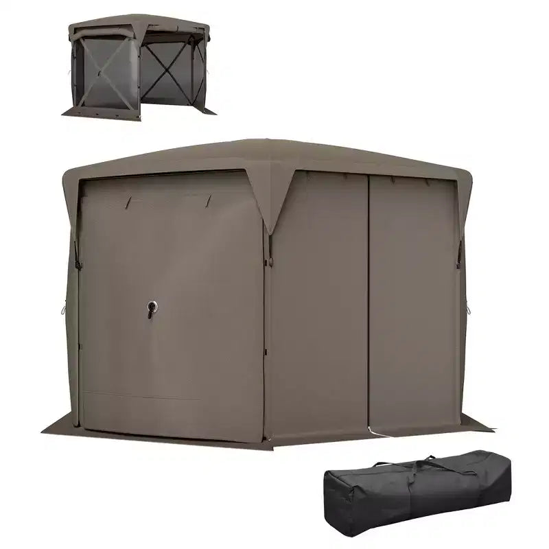 Tente moustiquaire escamotable 3,3 x 3,3 m avec toit amovible, 4 parois latérales enroulables, pour camping, terrasse, jardin, pelouse