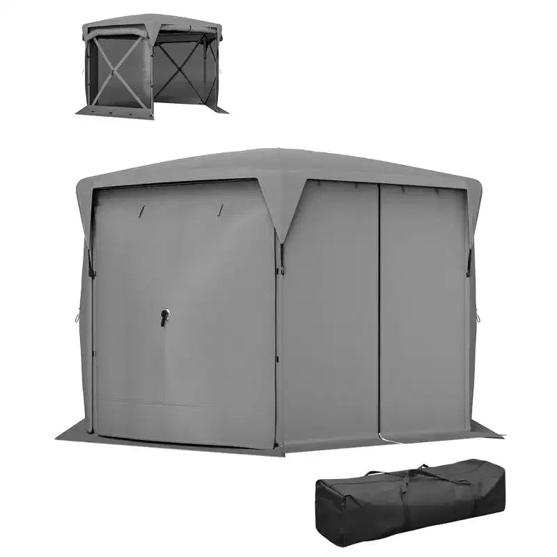 Tente moustiquaire escamotable 3,3 x 3,3 m avec toit amovible, 4 parois latérales enroulables, pour camping, terrasse, jardin, pelouse