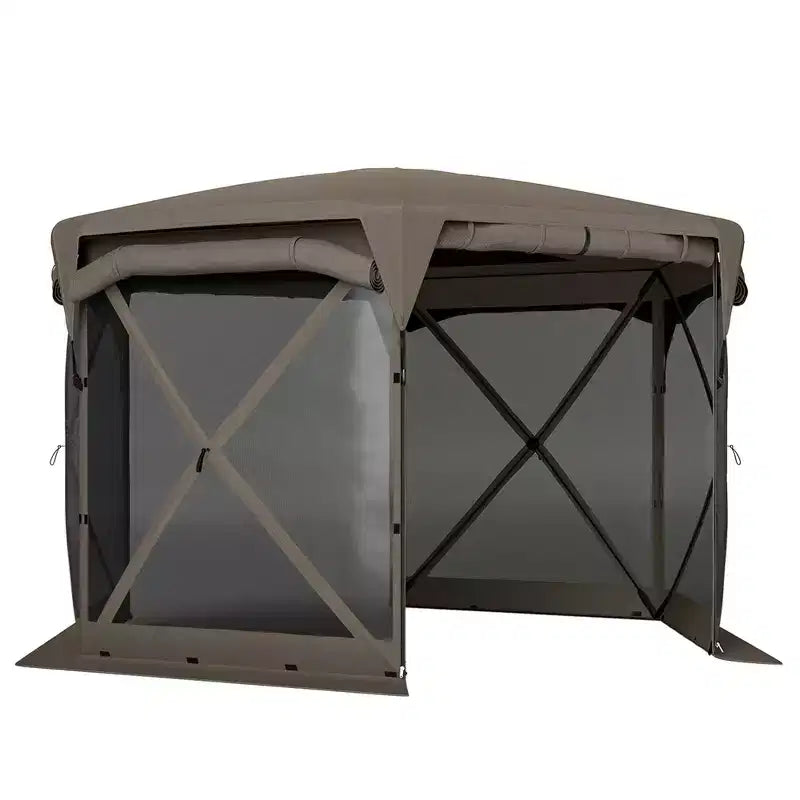 Tente moustiquaire escamotable 3,3 x 3,3 m avec toit amovible, 4 parois latérales enroulables, pour camping, terrasse, jardin, pelouse