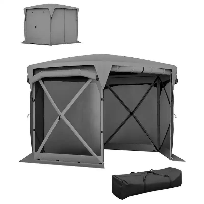 Tente moustiquaire escamotable 3,3 x 3,3 m avec toit amovible, 4 parois latérales enroulables, pour camping, terrasse, jardin, pelouse