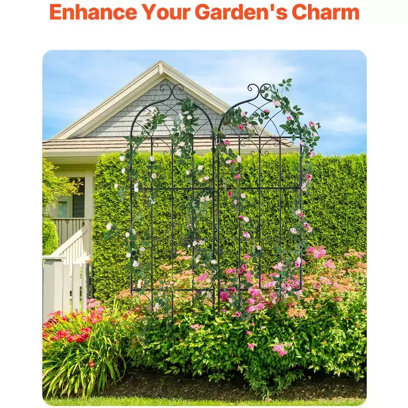 Trellis de jardin pour plantes grimpantes, 180 x 50 cm, lot de 2 treillis de jardin métalliques antirouille pour fleurs, treillis extérieur pour rosiers grimpants et concombres