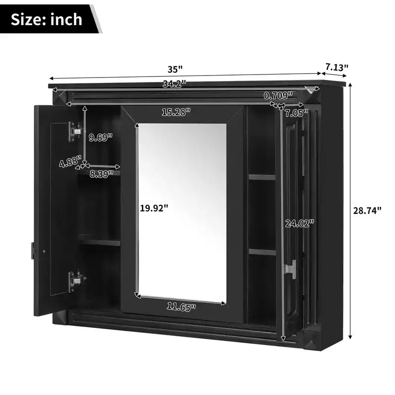 Bathroom Wall Cabinet Storage Cabinet Wall Mounted Medicine Cabinet with Mirror & Adjustable Shelves - ModernLuxe