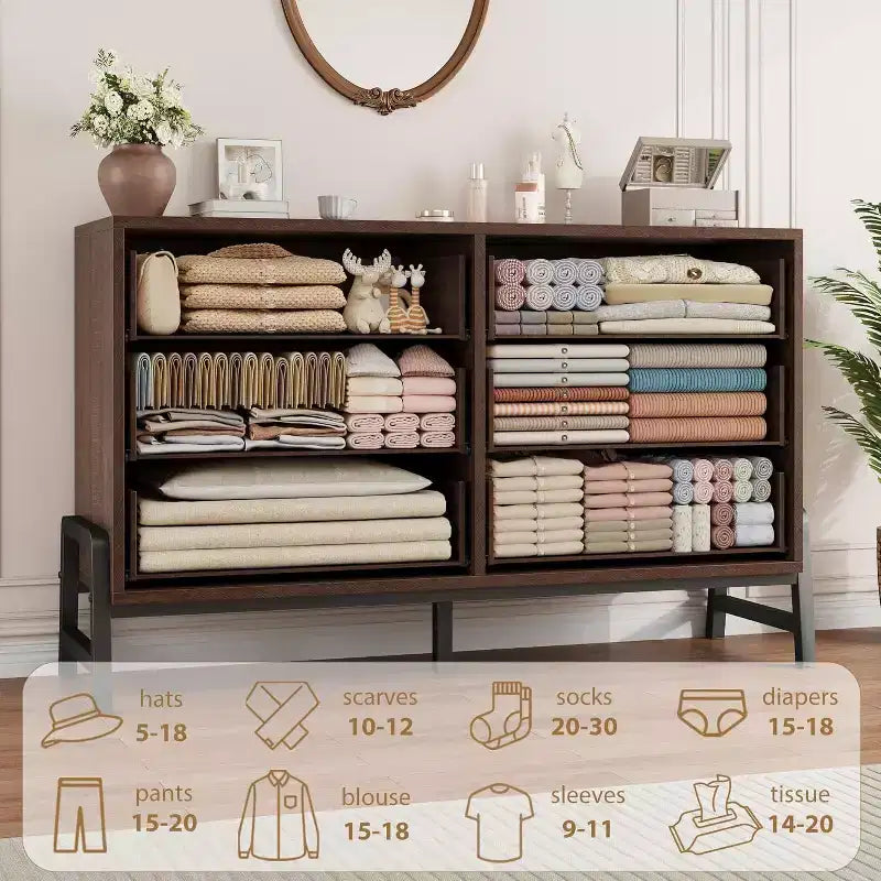 COZONY 6-Drawer Wide Dresser, Large Storage Wood Cabinet, Freestanding Closet Organizer for Bedroom Living Room Entryway