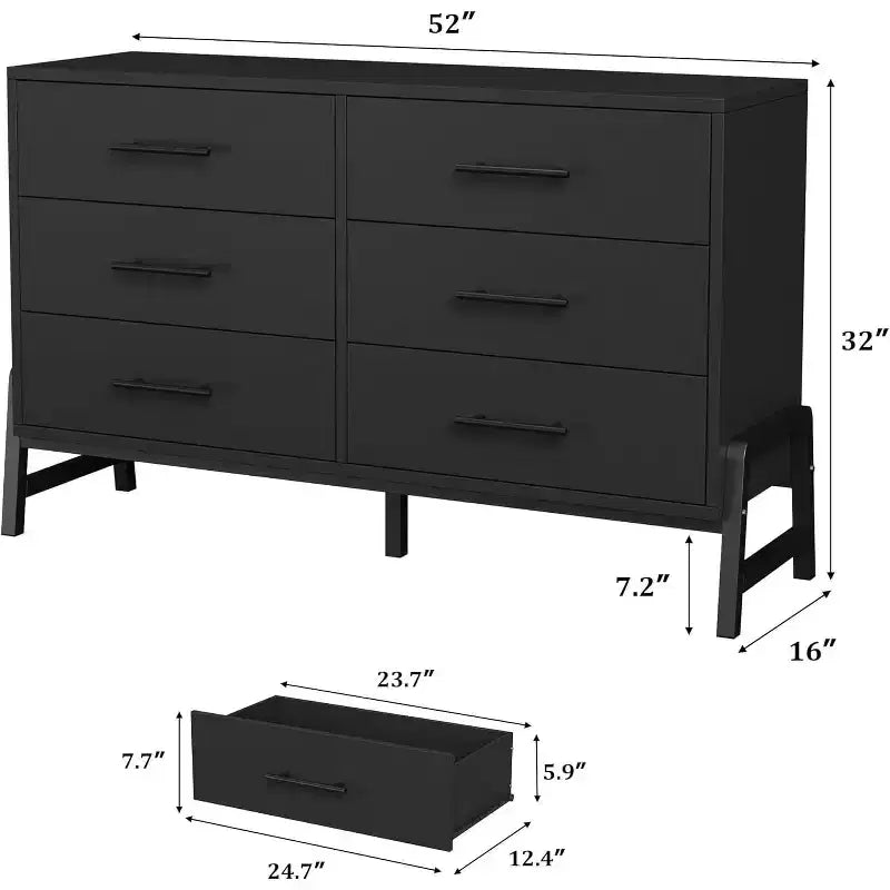 COZONY 6-Drawer Wide Dresser, Large Storage Wood Cabinet, Freestanding Closet Organizer for Bedroom Living Room Entryway