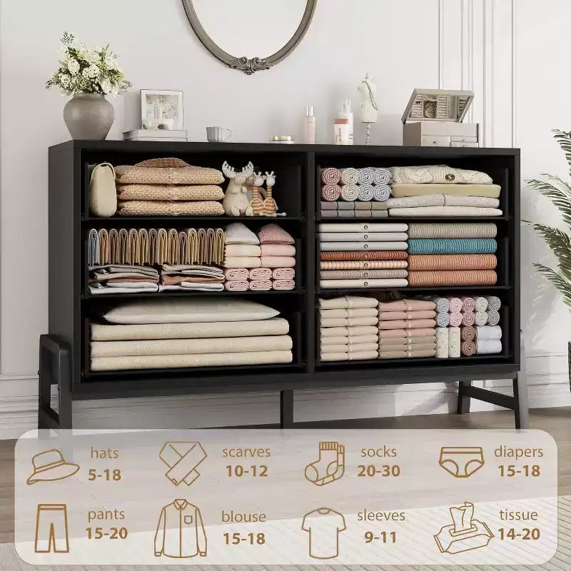COZONY 6-Drawer Wide Dresser, Large Storage Wood Cabinet, Freestanding Closet Organizer for Bedroom Living Room Entryway