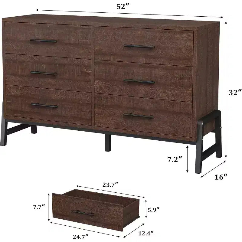 COZONY 6-Drawer Wide Dresser, Large Storage Wood Cabinet, Freestanding Closet Organizer for Bedroom Living Room Entryway