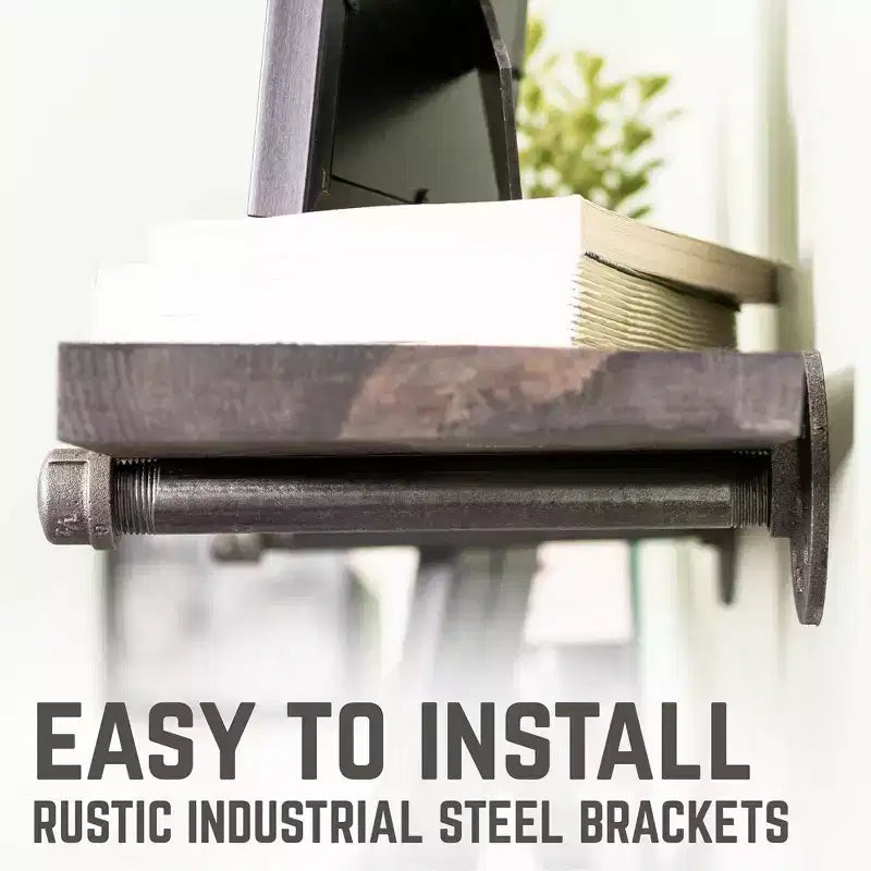 RESTORE Boulder Black 36 in. Shelves with Straight Brackets by Pipe Decor