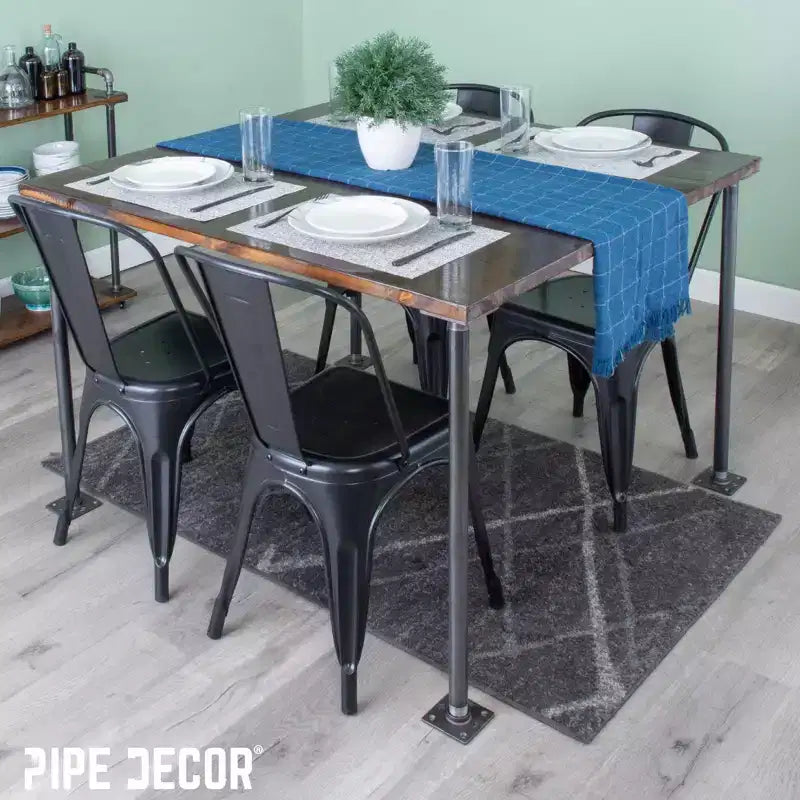 Pipe Decor 1 in. x 30 in. Square Flange Pipe Table Legs - 4 Pack