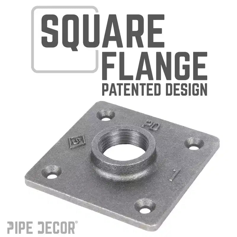 Pipe Decor 1 in. x 30 in. Square Flange Pipe Table Legs - 4 Pack