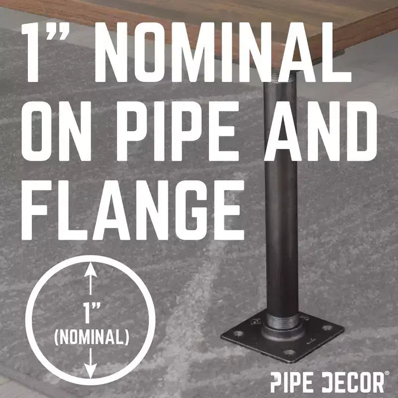 Pipe Decor 1 in. x 30 in. Square Flange Pipe Table Legs - 4 Pack