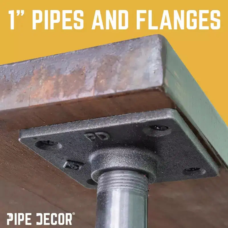 Pipe Decor 1 in. x 30 in. Square Flange Pipe Table Legs - 4 Pack