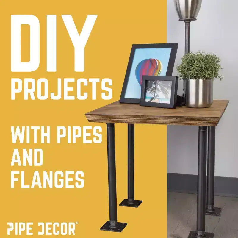 Pipe Decor 1 in. x 30 in. Square Flange Pipe Table Legs - 4 Pack