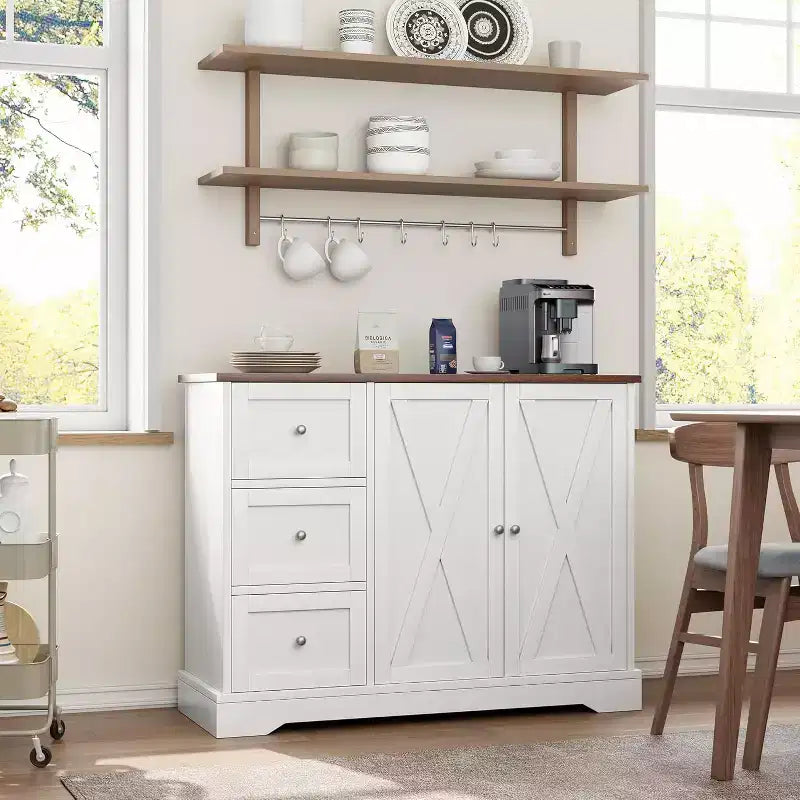 COZONY Sideboard Buffet Cabinet with Storage, Kitchen Cabinet with Drawers and Doors, Multi-Functional Coffee Bar Cabinet for Living Room Dining Room