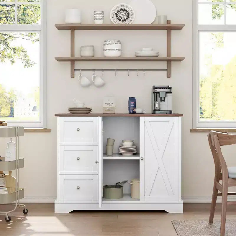 COZONY Sideboard Buffet Cabinet with Storage, Kitchen Cabinet with Drawers and Doors, Multi-Functional Coffee Bar Cabinet for Living Room Dining Room