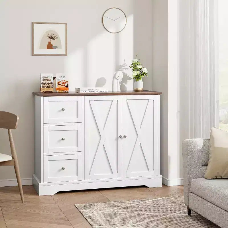 COZONY Sideboard Buffet Cabinet with Storage, Kitchen Cabinet with Drawers and Doors, Multi-Functional Coffee Bar Cabinet for Living Room Dining Room
