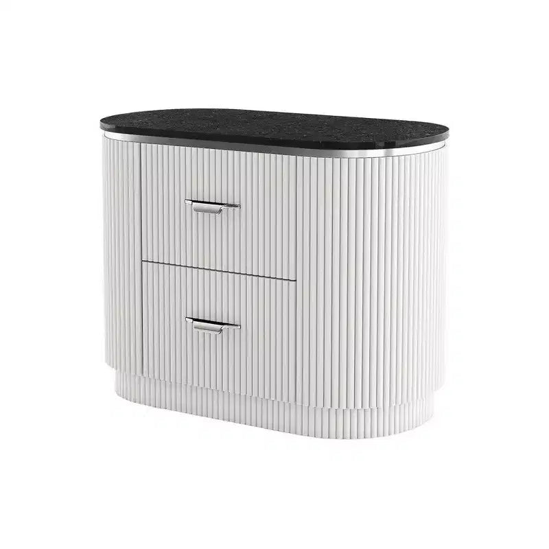 Royal Hampton Nightstand w 2 Drawers, Black Stone Top