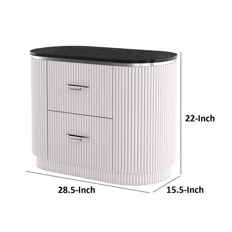 Royal Hampton Nightstand w 2 Drawers, Black Stone Top