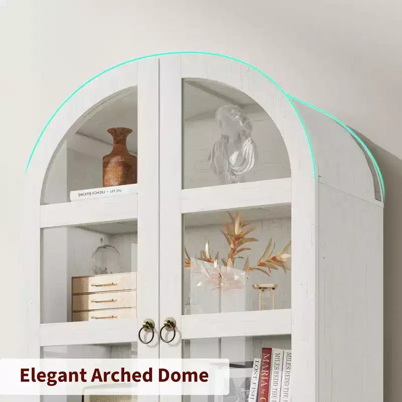 Arched Kitchen Pantry 72 Inch, Farmhouse Storage Cabinet