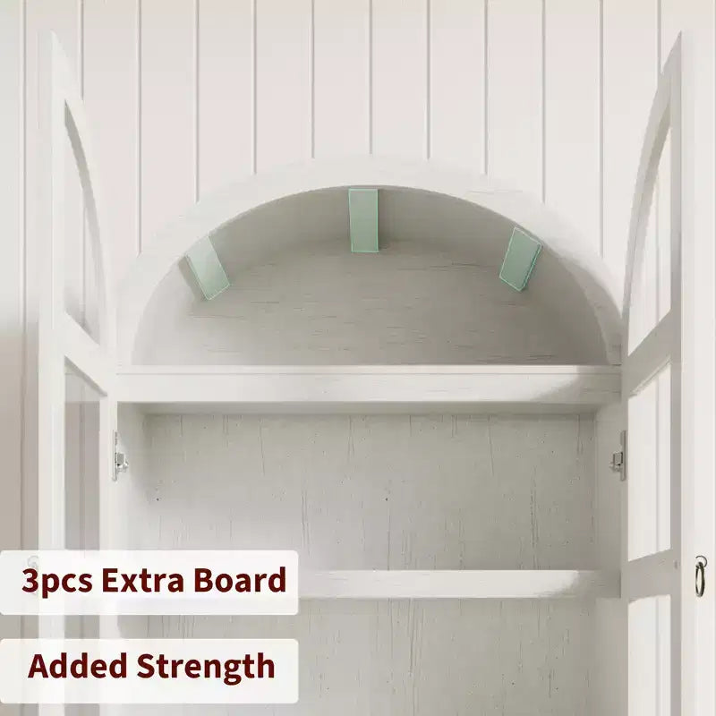 Arched Kitchen Pantry 72 Inch, Farmhouse Storage Cabinet