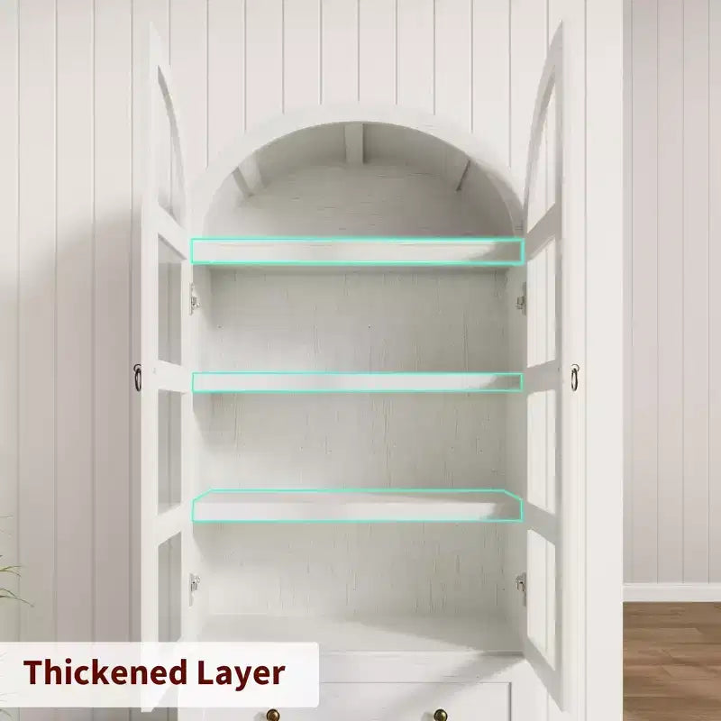 Arched Kitchen Pantry 72 Inch, Farmhouse Storage Cabinet