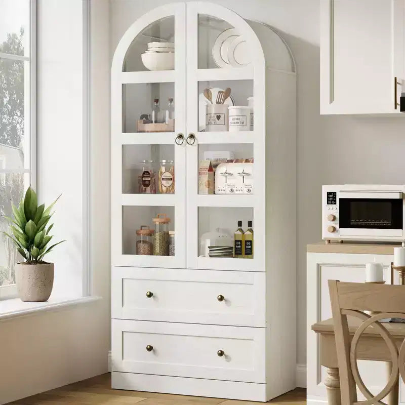 Arched Kitchen Pantry 72 Inch, Farmhouse Storage Cabinet