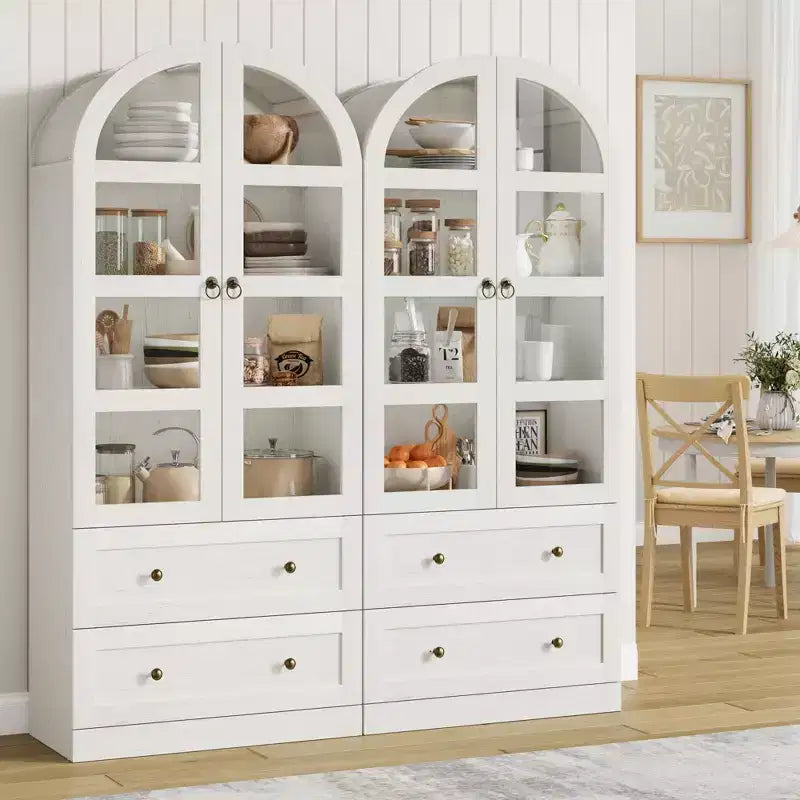 Arched Kitchen Pantry 72 Inch, Farmhouse Storage Cabinet