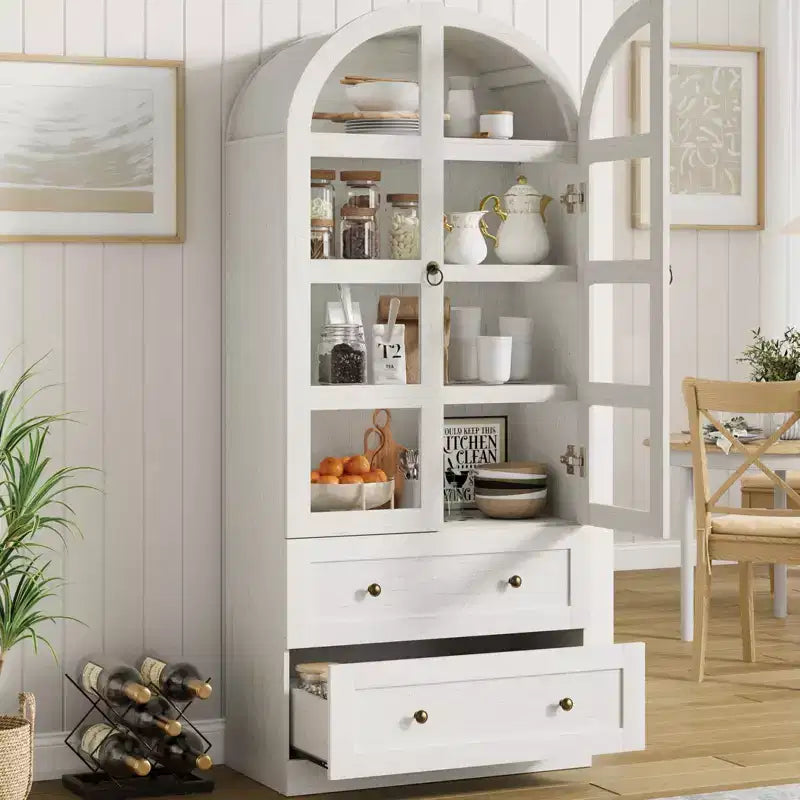 Arched Kitchen Pantry 72 Inch, Farmhouse Storage Cabinet